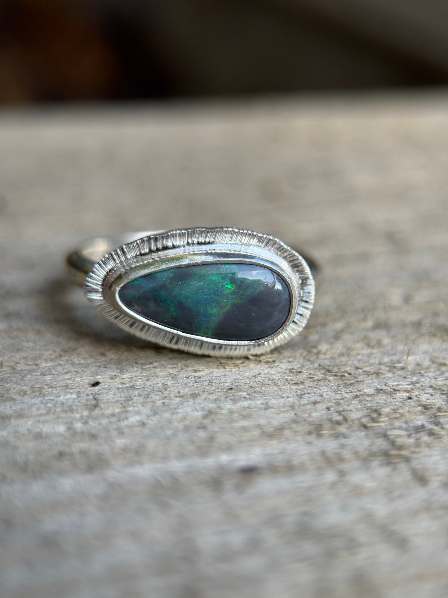 East to west Australian Opal ring
