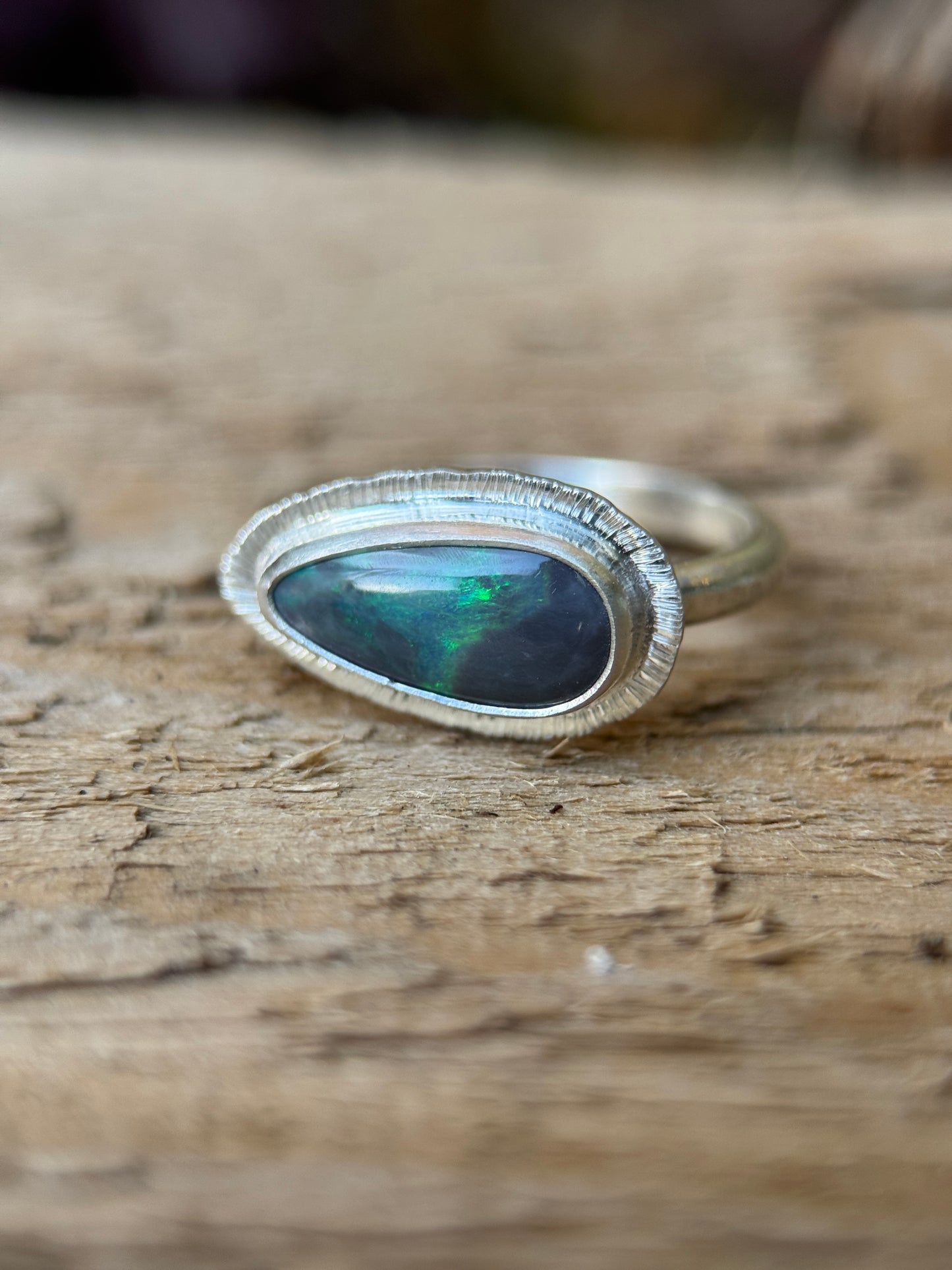 East to west Australian Opal ring