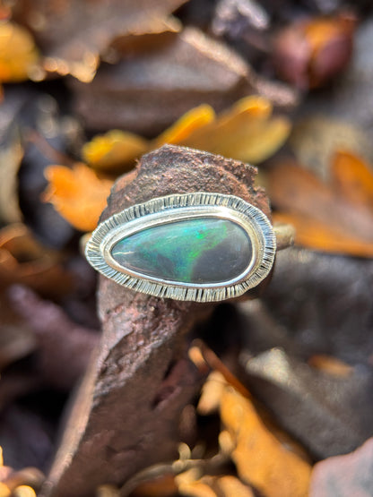 East to west Australian Opal ring