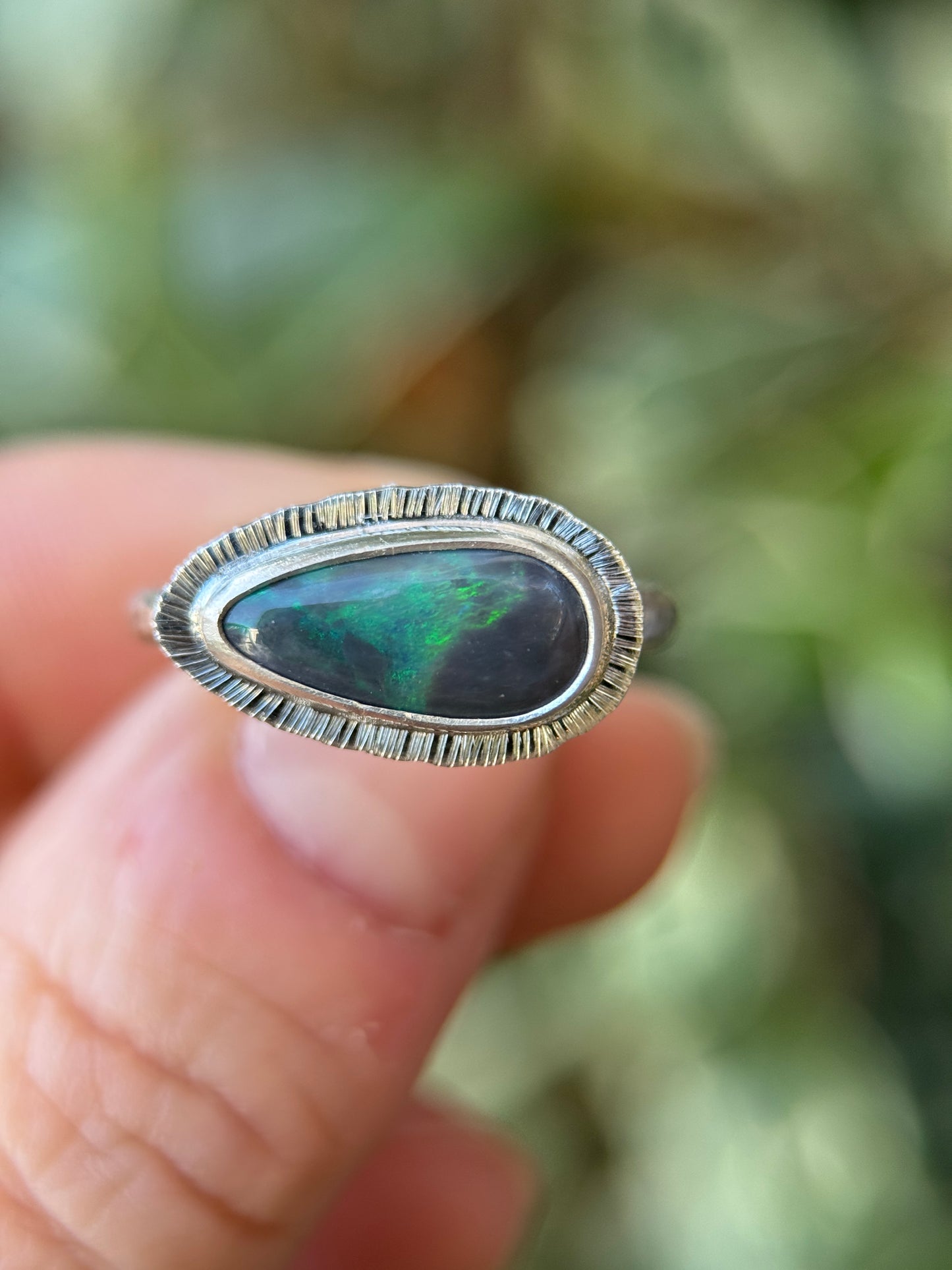 East to west Australian Opal ring