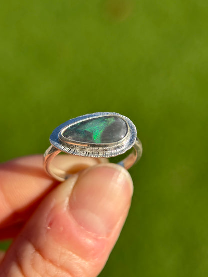 East to west Australian Opal ring