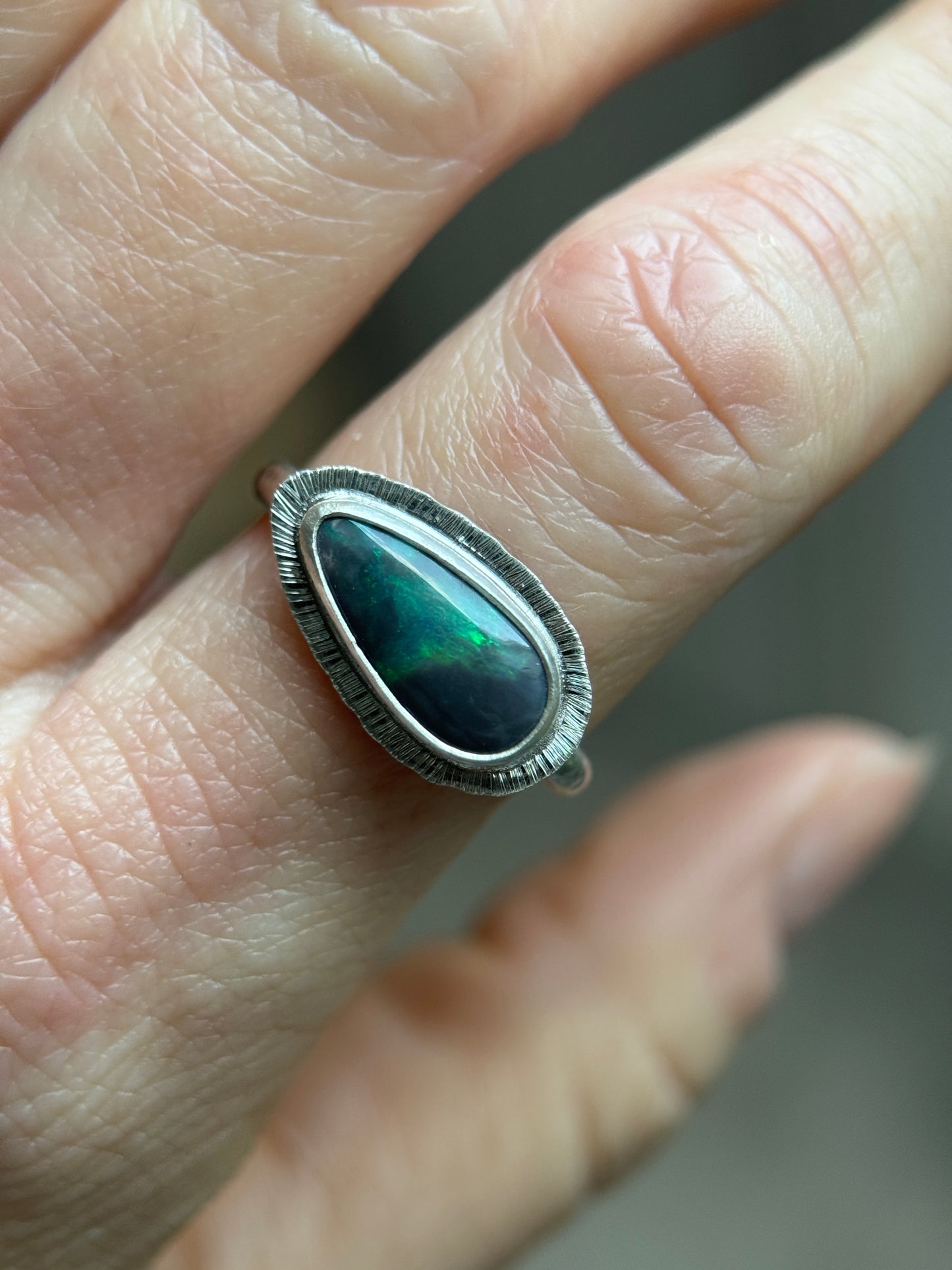 East to west Australian Opal ring