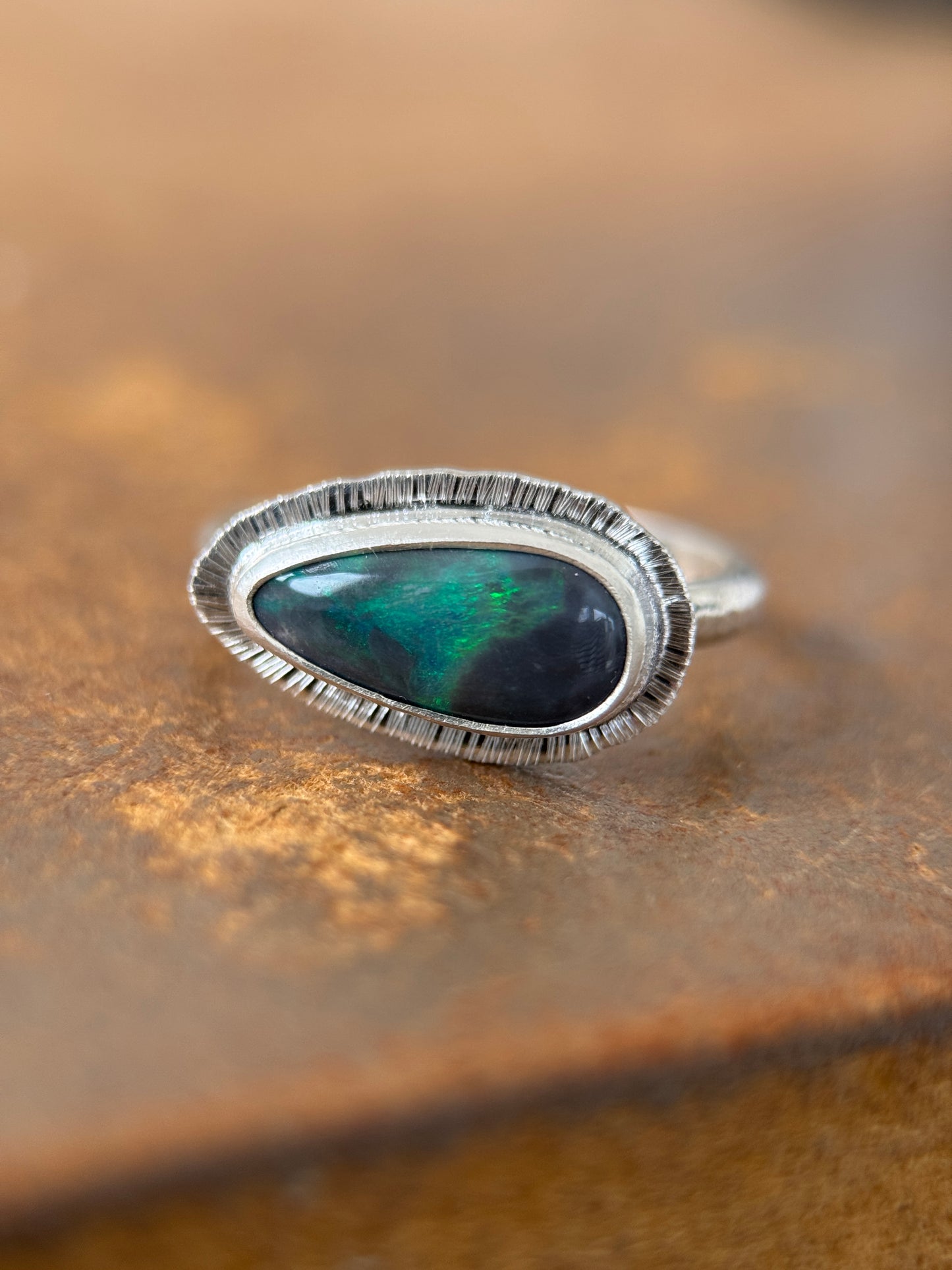 East to west Australian Opal ring
