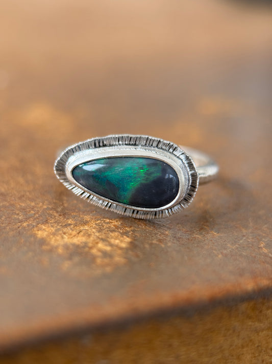 East to west Australian Opal ring