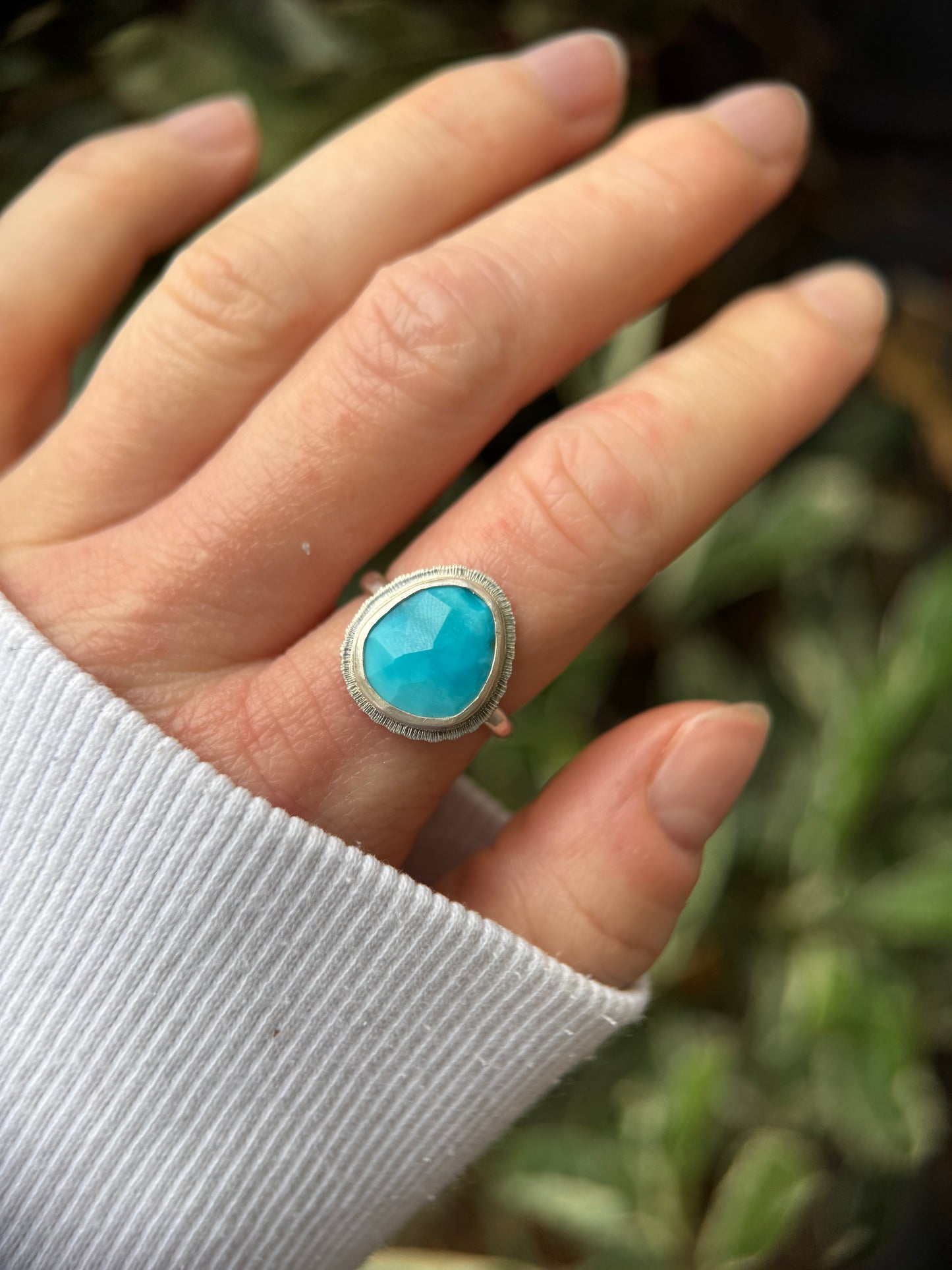Rose cut Arizona Turquoise ring