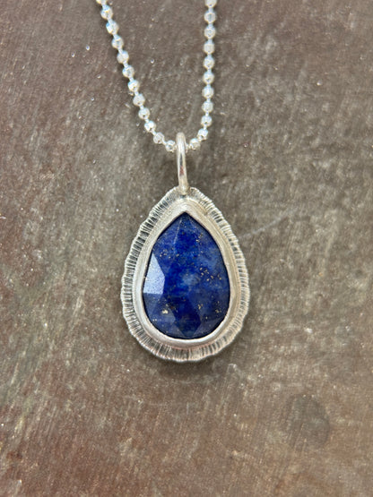 Rose cut Teardrop Lapis Lazuli pendant
