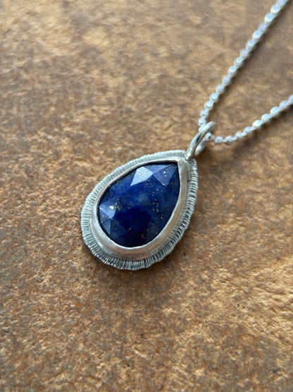 Rose cut Teardrop Lapis Lazuli pendant