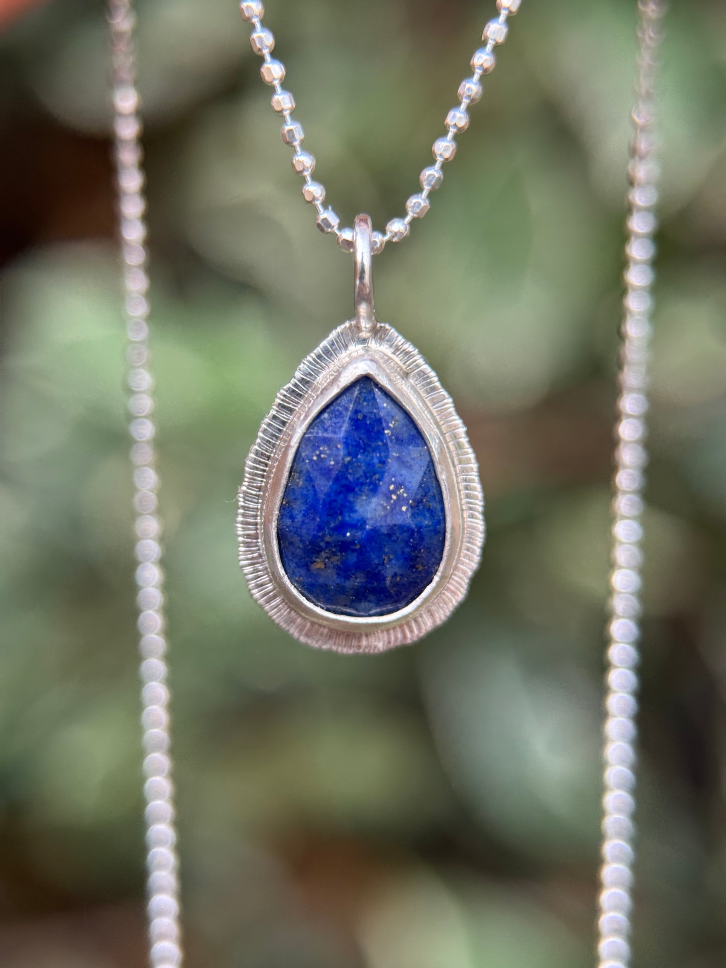 Rose cut Teardrop Lapis Lazuli pendant