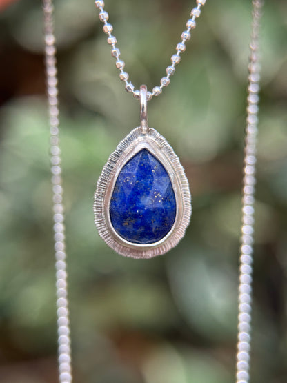 Rose cut Teardrop Lapis Lazuli pendant