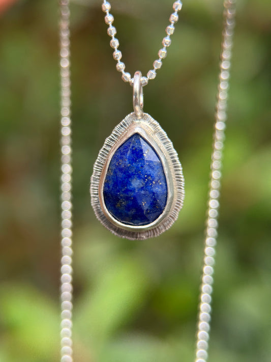 Rose cut Teardrop Lapis Lazuli pendant