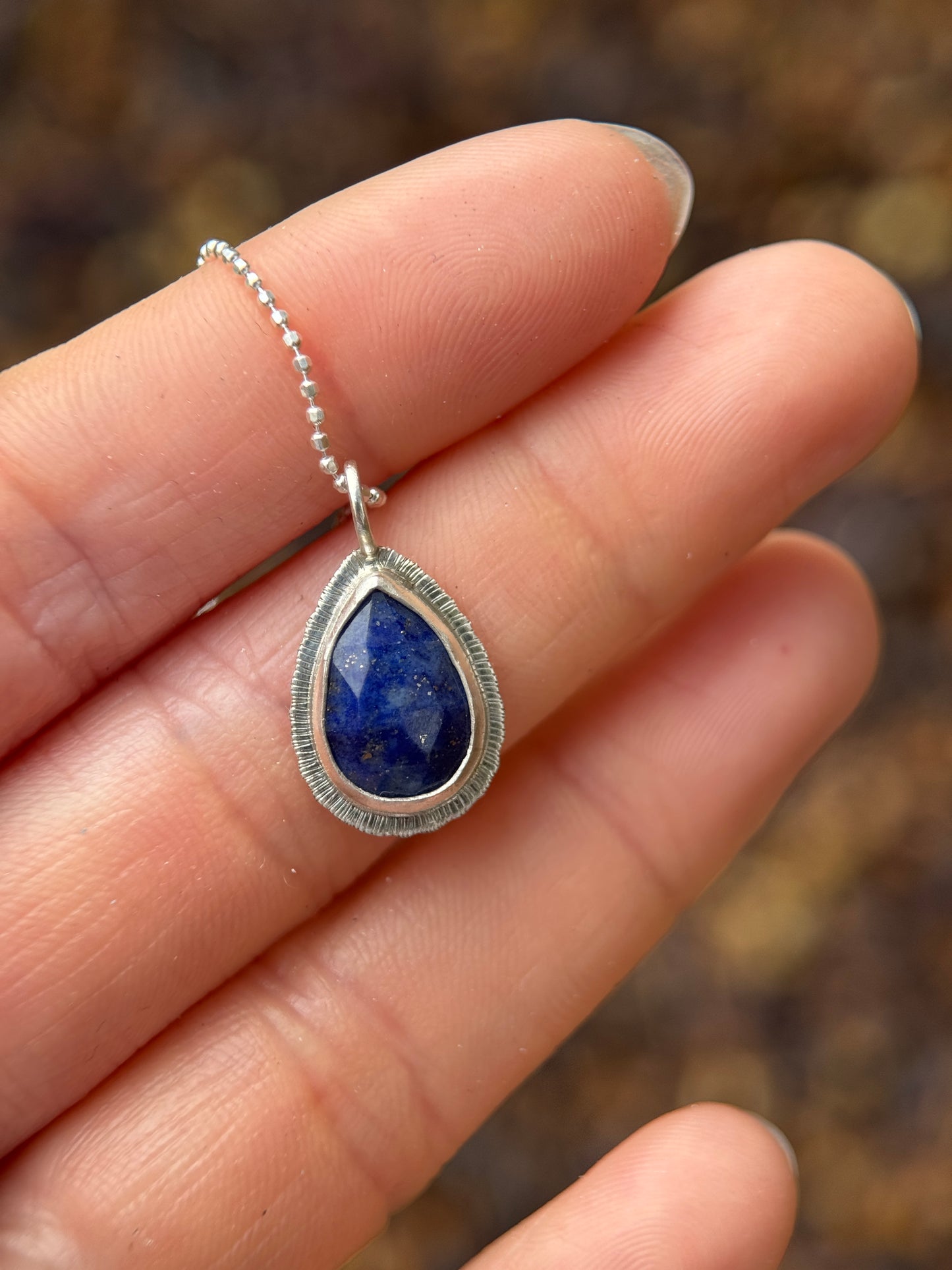 Rose cut Teardrop Lapis Lazuli pendant