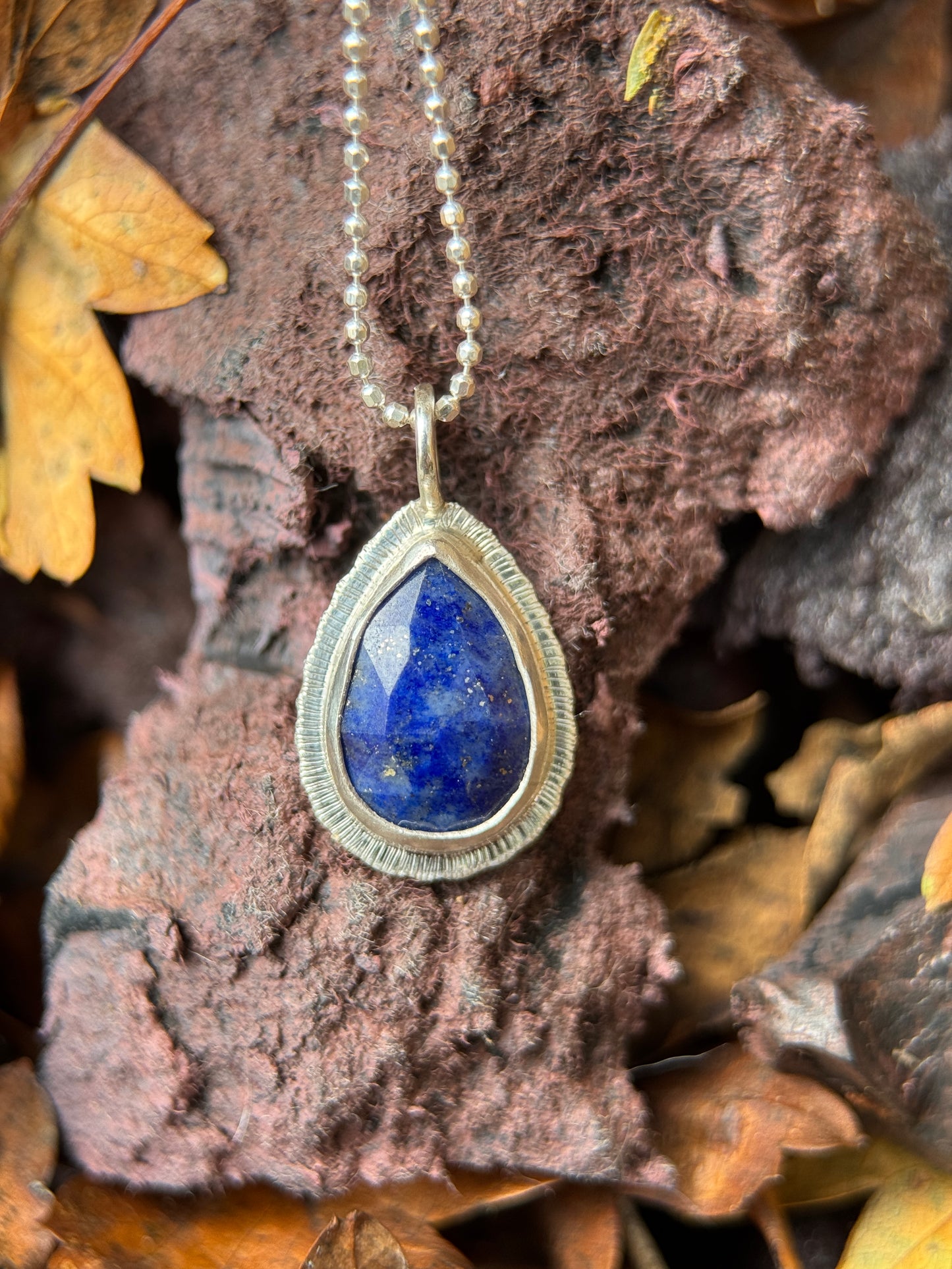 Rose cut Teardrop Lapis Lazuli pendant