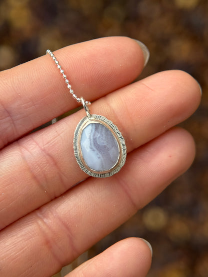 Rose cut Blue Lace Agate pendant