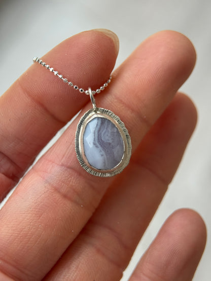Rose cut Blue Lace Agate pendant