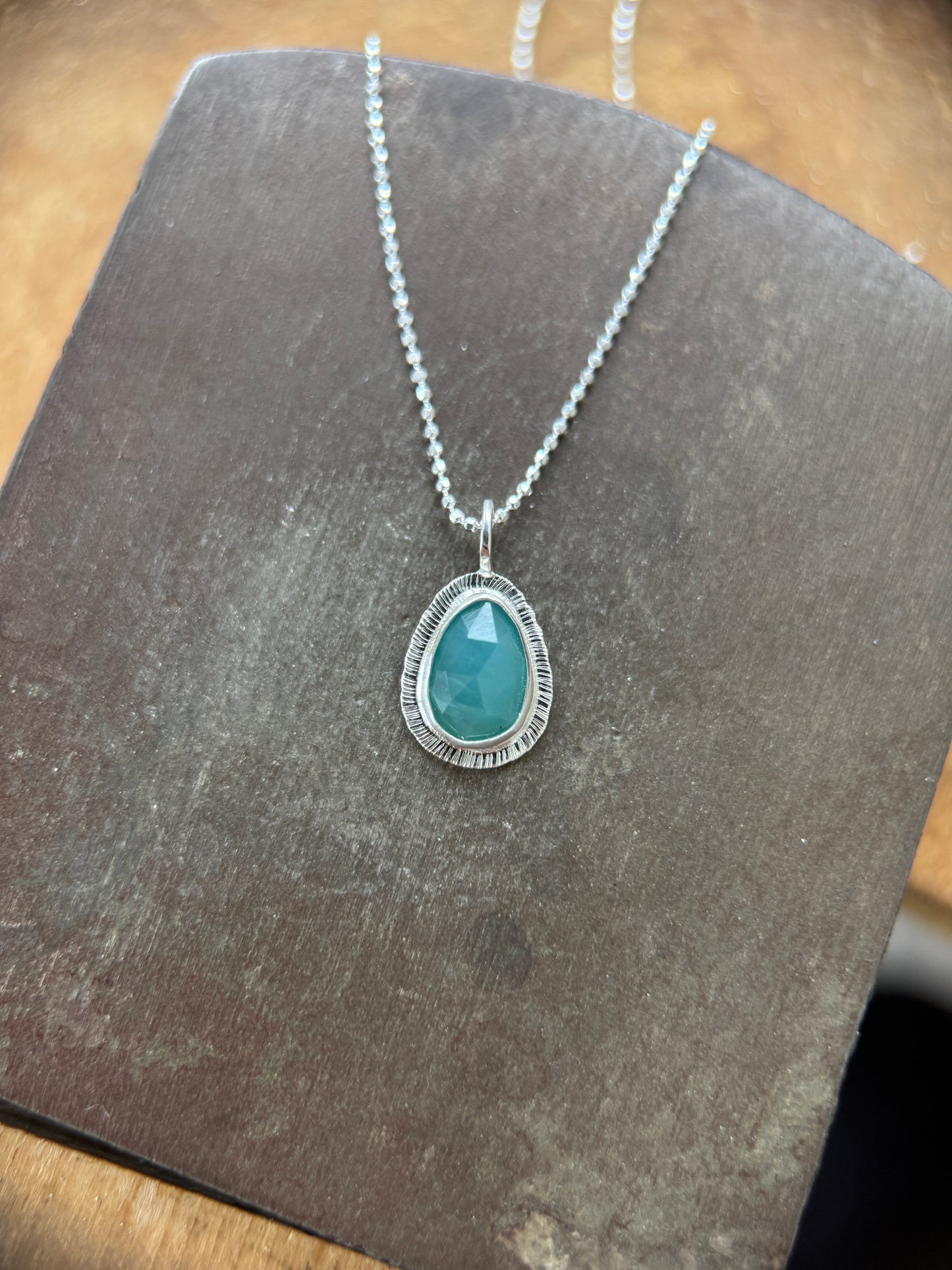 Rose cut Grandidierite pendant