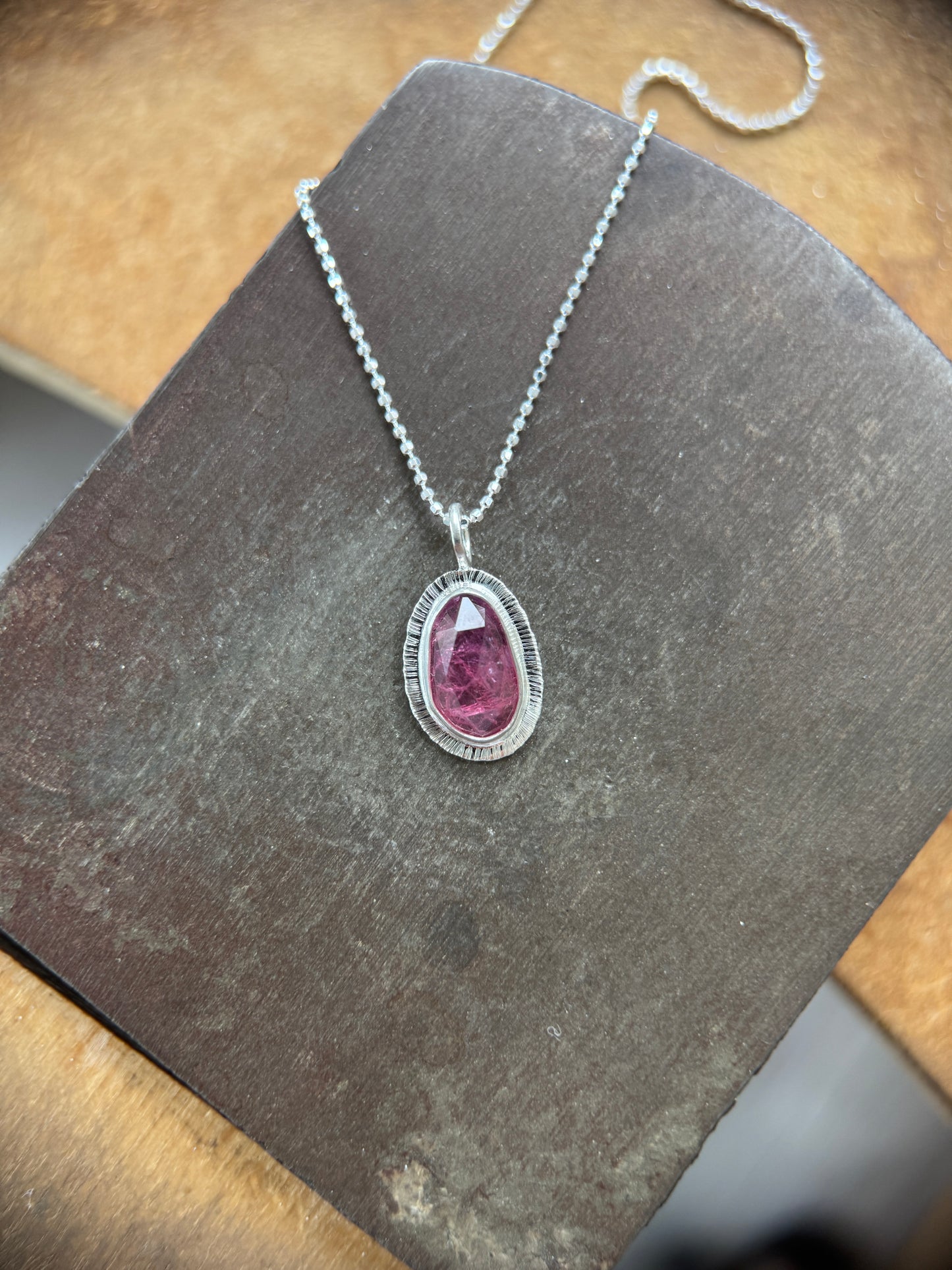 Rose cut hot pink Winza Sapphire pendant