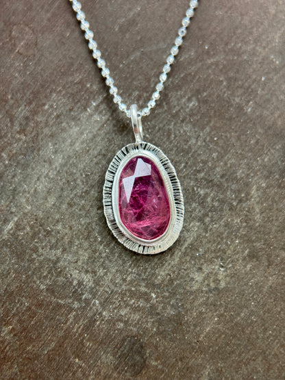 Rose cut hot pink Winza Sapphire pendant