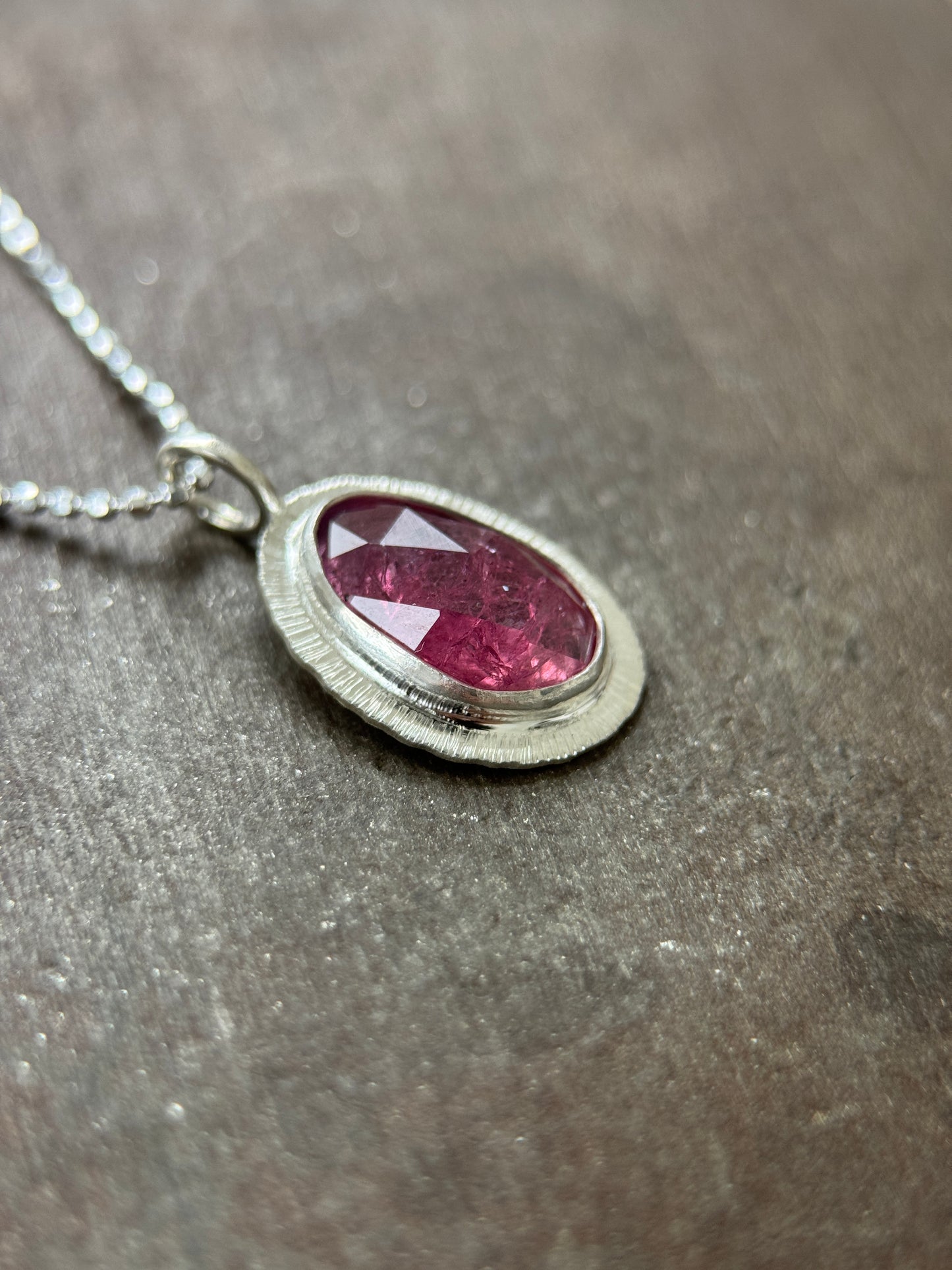 Rose cut hot pink Winza Sapphire pendant