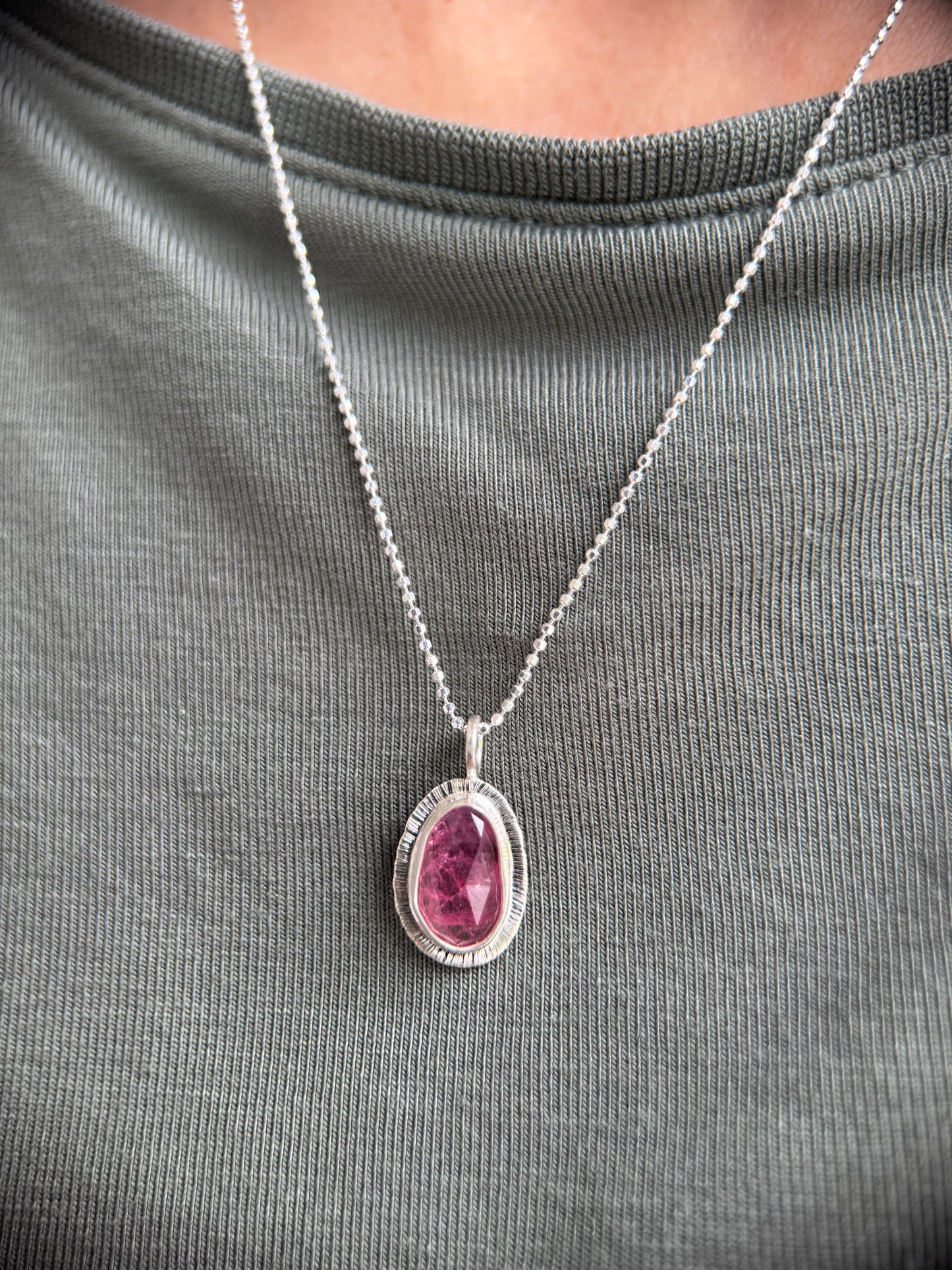 Rose cut hot pink Winza Sapphire pendant