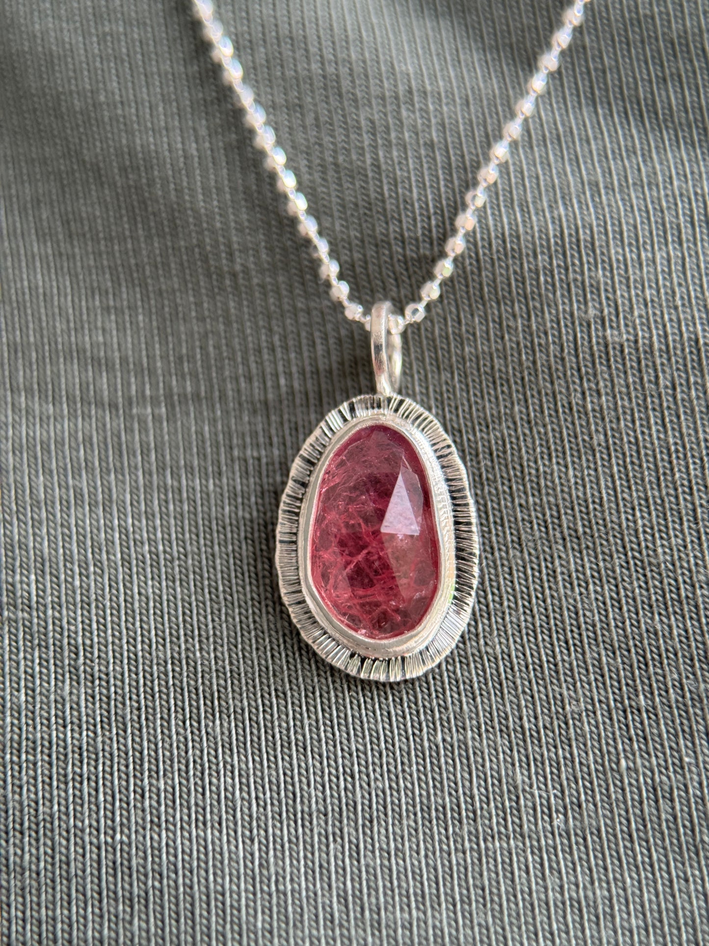 Rose cut hot pink Winza Sapphire pendant