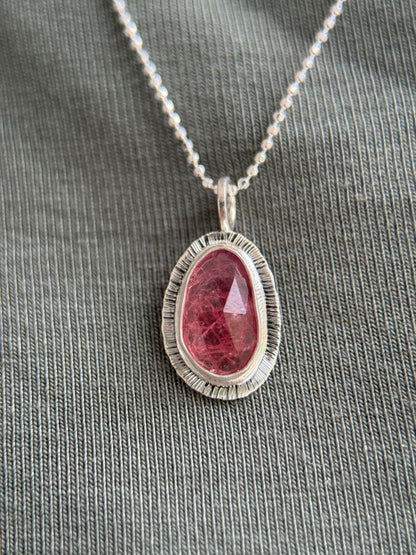 Rose cut hot pink Winza Sapphire pendant
