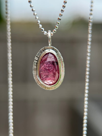 Rose cut hot pink Winza Sapphire pendant