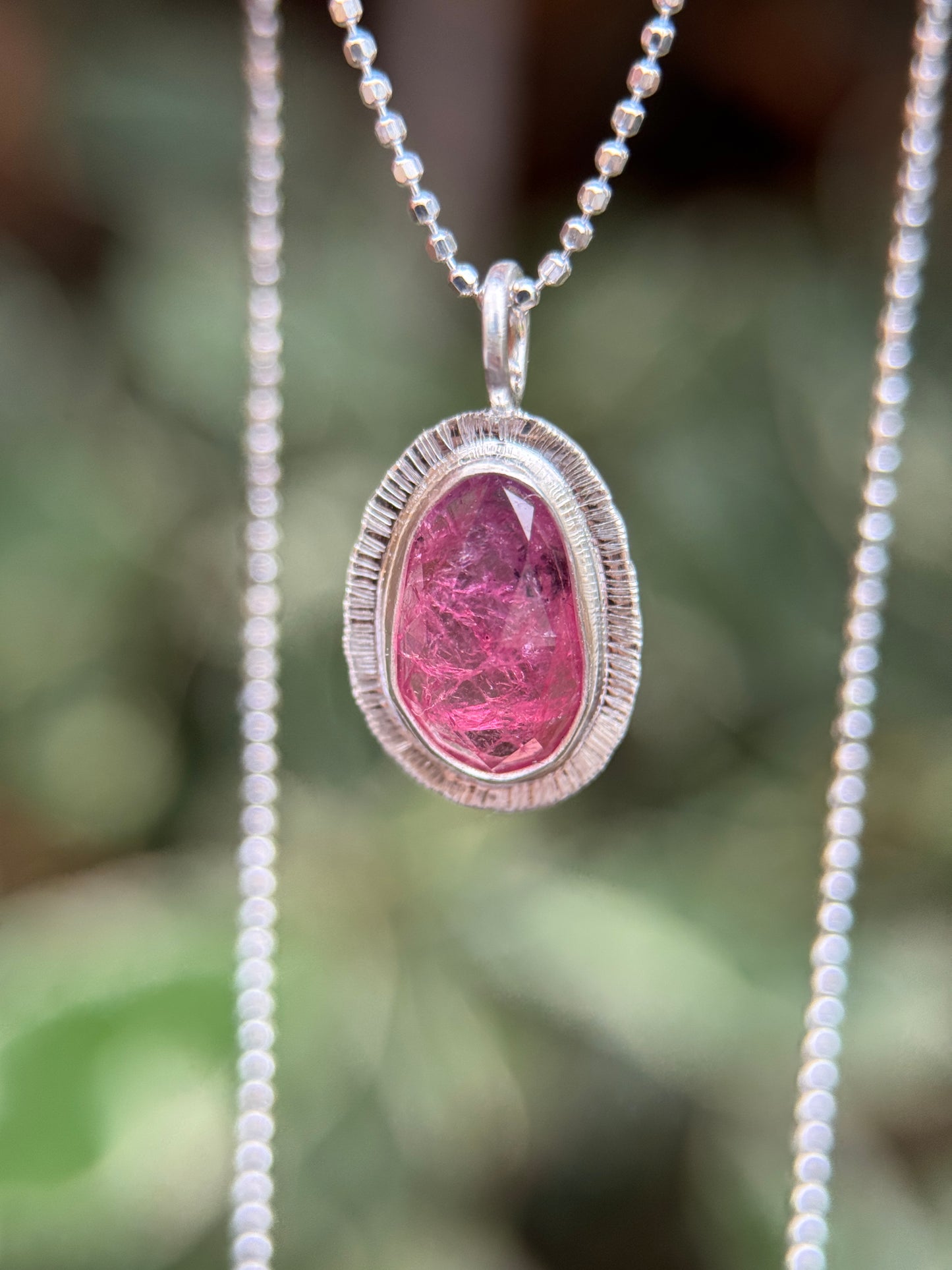 Rose cut hot pink Winza Sapphire pendant