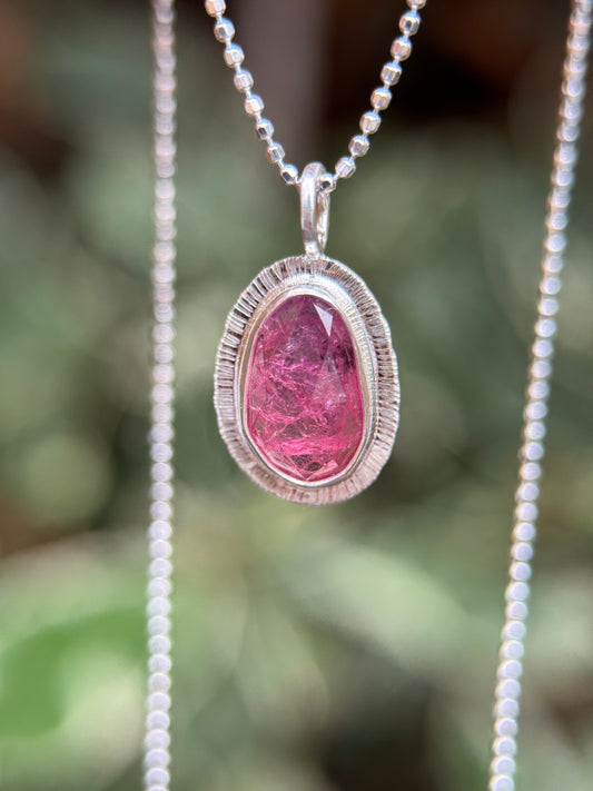 Rose cut hot pink Winza Sapphire pendant