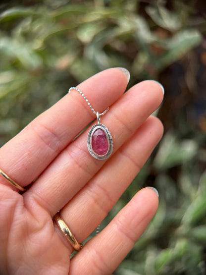Rose cut hot pink Winza Sapphire pendant