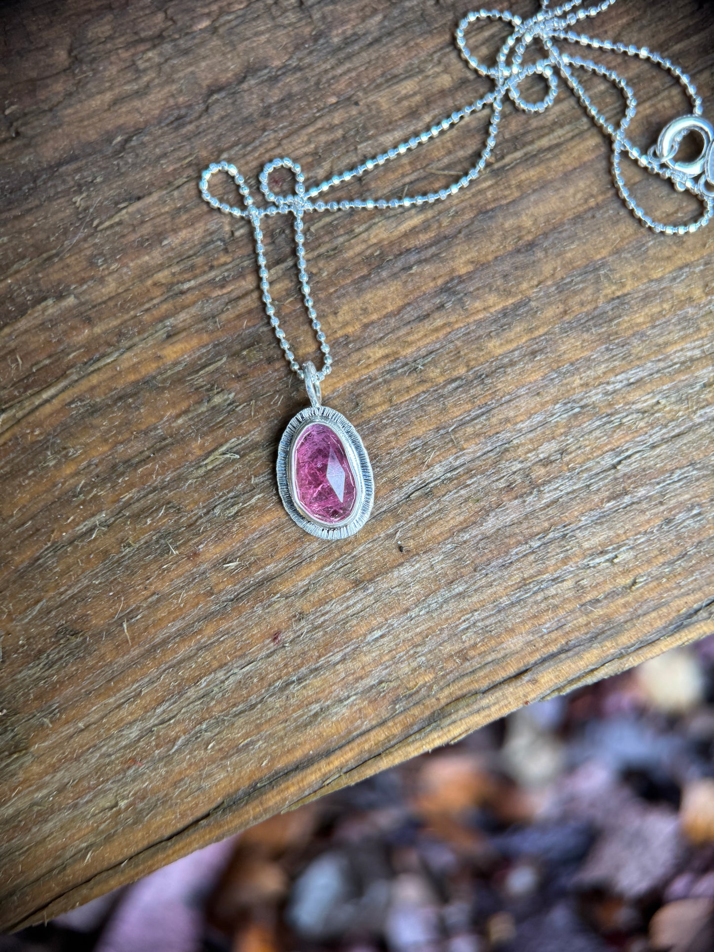 Rose cut hot pink Winza Sapphire pendant
