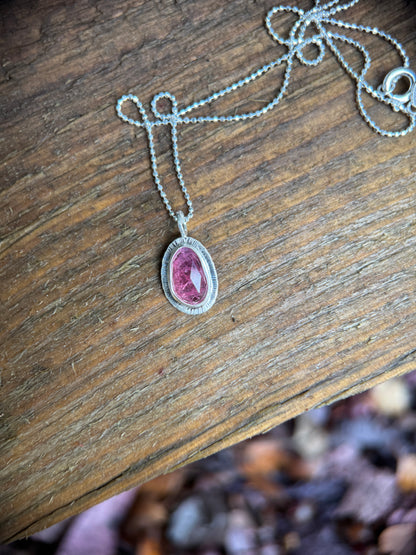 Rose cut hot pink Winza Sapphire pendant