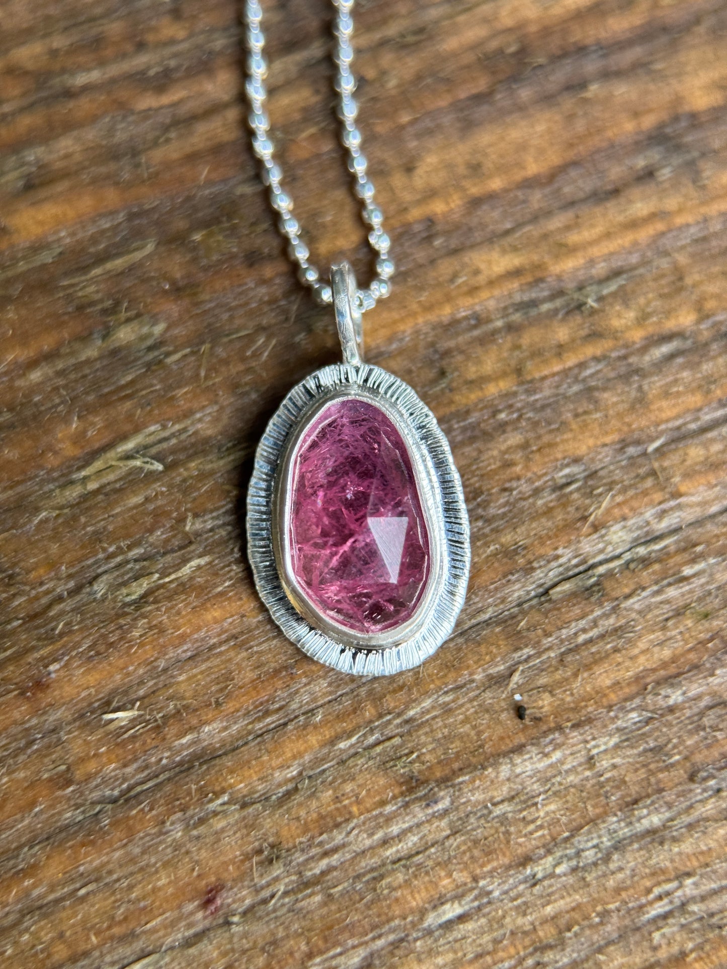 Rose cut hot pink Winza Sapphire pendant
