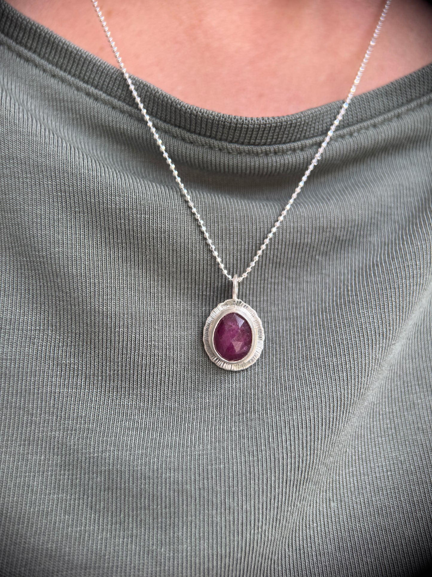 Rose cut Ruby pendant