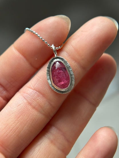 Rose cut hot pink Winza Sapphire pendant