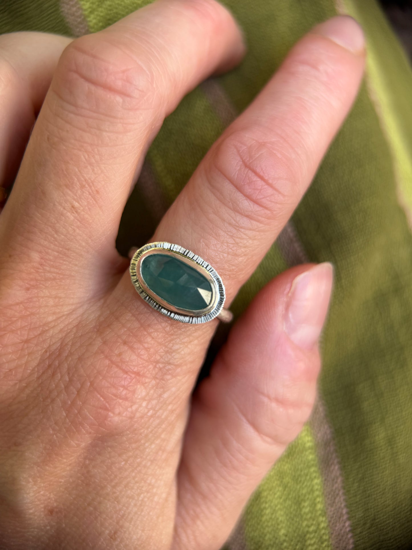 Rose cut East to West Grandidierite ring