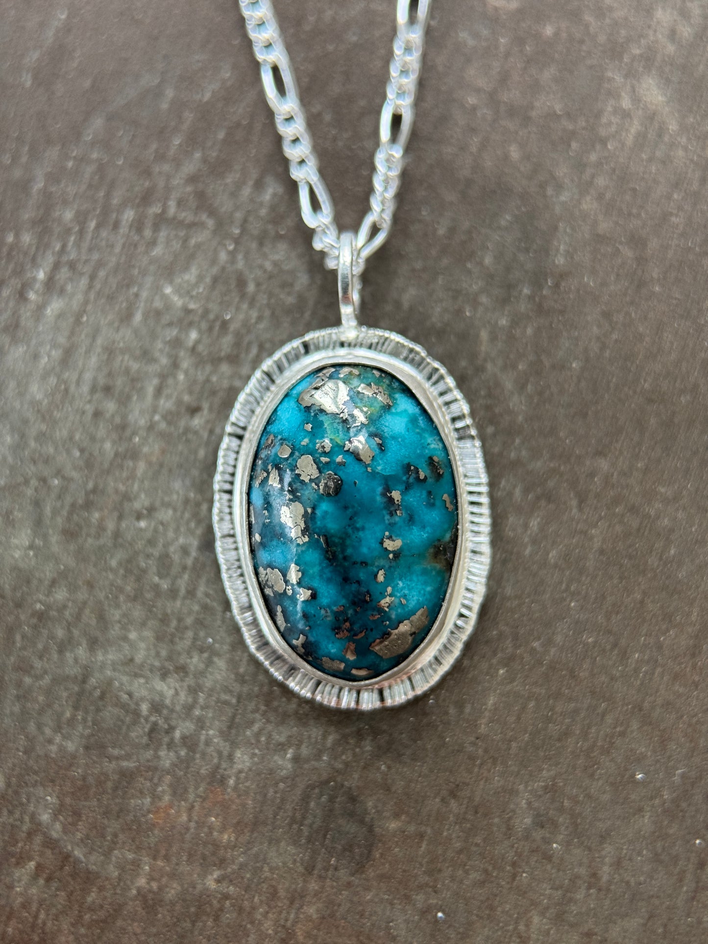 Turquoise pendant in sterling silver