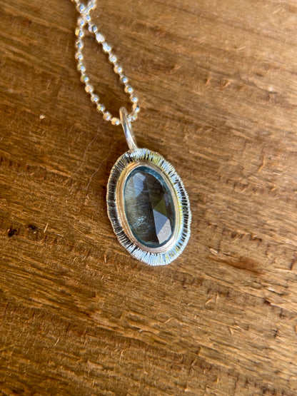Rose cut blue Aquamarine pendant