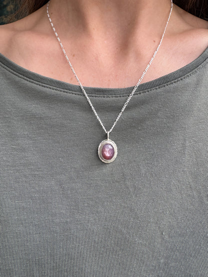 Rose cut silky Sapphire pendant