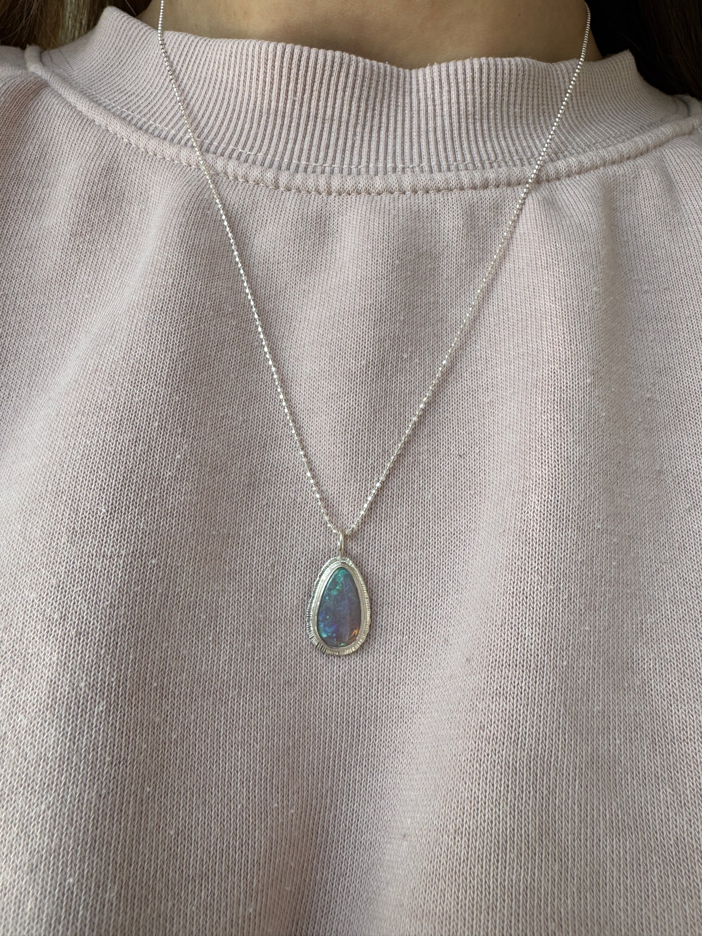 Australian Crystal Opal teardrop pendant