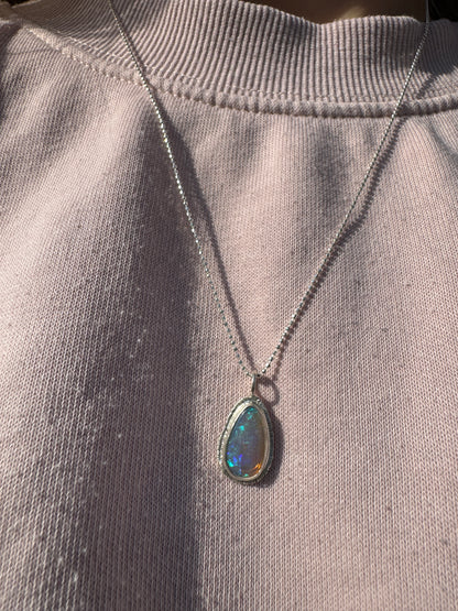 Australian Crystal Opal teardrop pendant