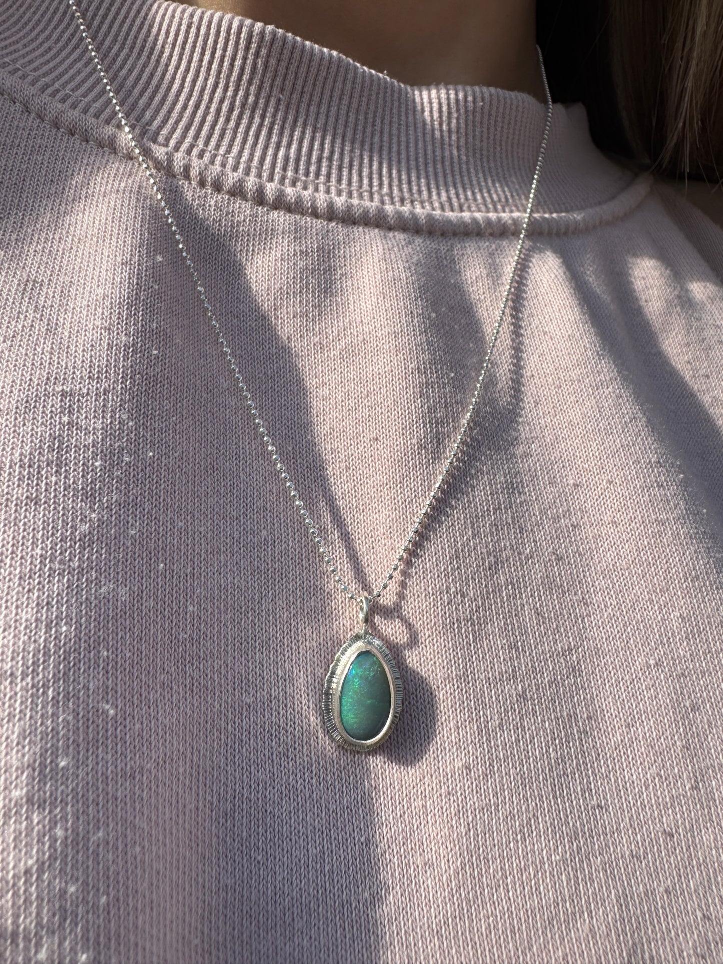 Australian Solid Opal teardrop pendant