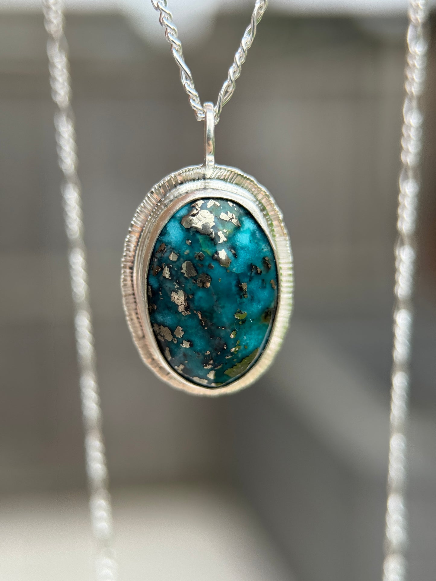 Turquoise pendant in sterling silver