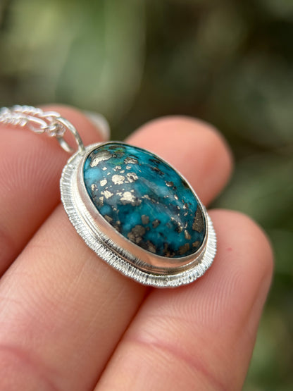 Turquoise pendant in sterling silver