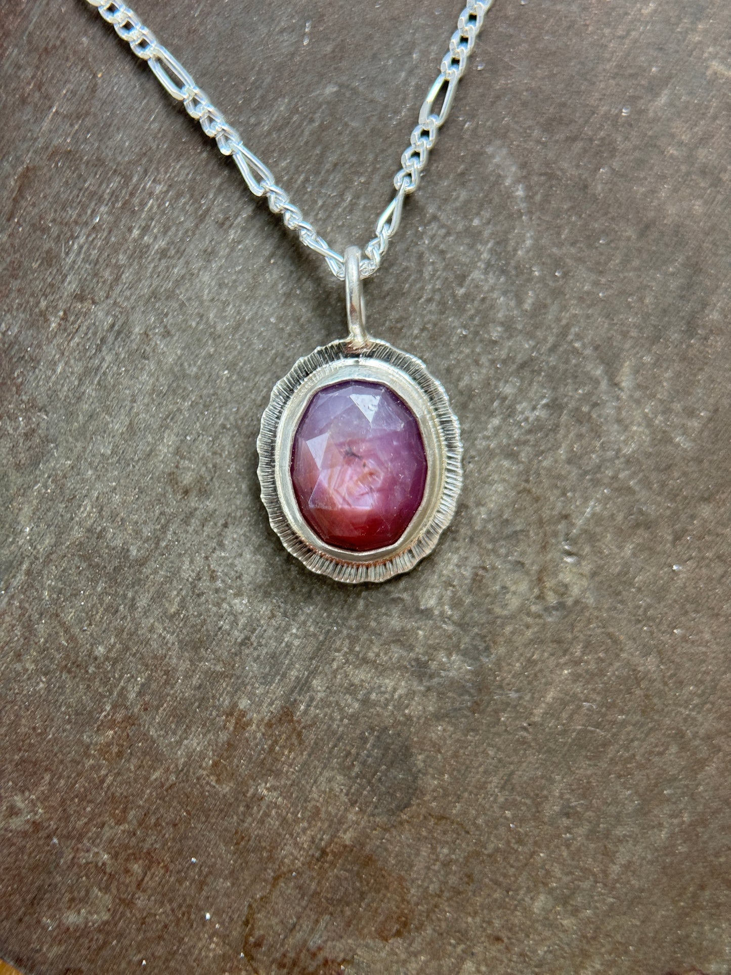 Rose cut silky Sapphire pendant