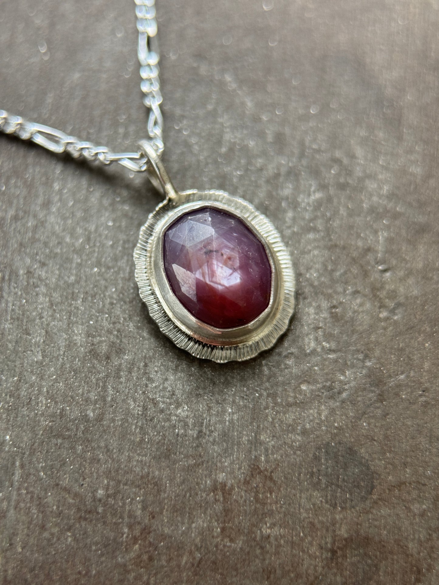 Rose cut silky Sapphire pendant