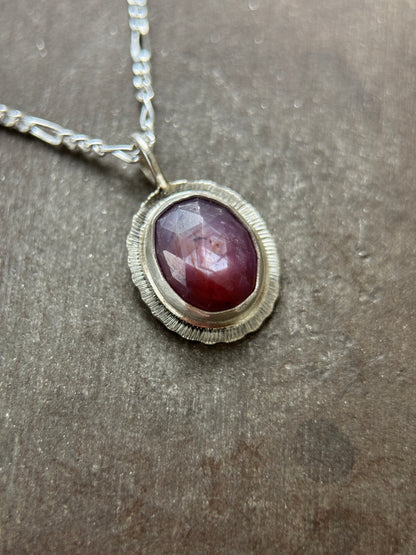 Rose cut silky Sapphire pendant
