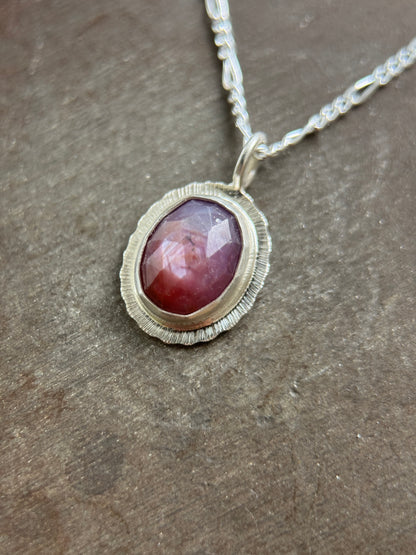Rose cut silky Sapphire pendant