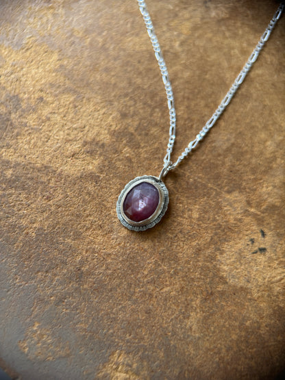Rose cut silky Sapphire pendant