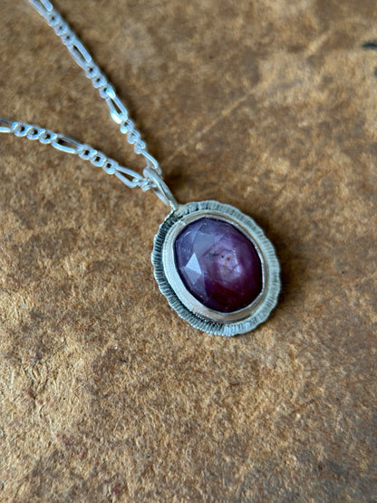 Rose cut silky Sapphire pendant