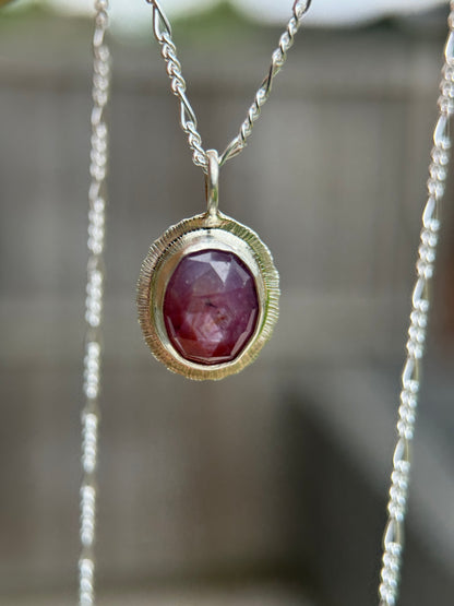 Rose cut silky Sapphire pendant